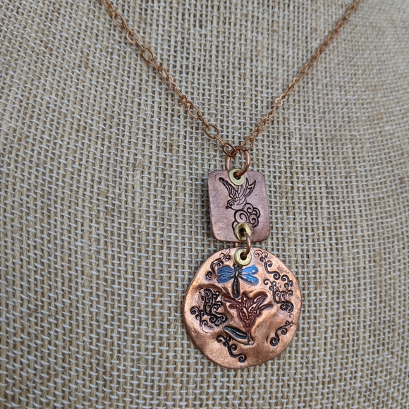 SOLD ETSY- Lilly Garden Copper Artisan Pendant - Picture 3 of 5